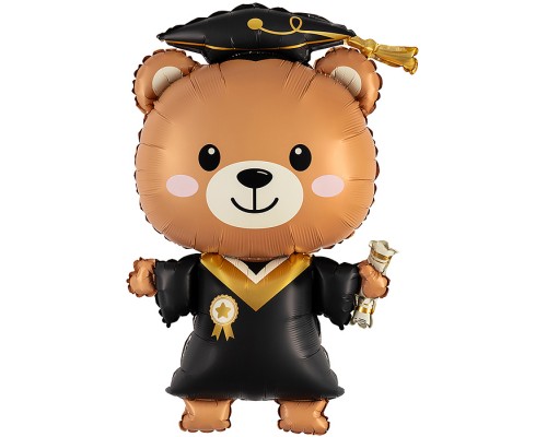 Шар (38''/97 см) Фигура, Мишка Выпускник, 1 шт. в уп.
