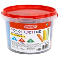 Мел в ведерке для рисования на асфальте 18 штук, цветной квадратный утолщенный