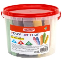 Мел в ведерке для рисования на асфальте 22 штуки, цветной квадратный утолщенный