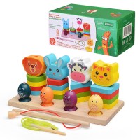 Игра логическая-Пирамидка "Милые зверята" с рыбалкой