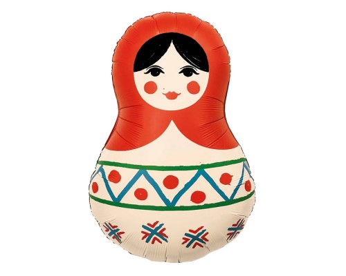 Шар (31''/79 см) Фигура, Матрешка Русский узор, 1 шт. в уп.
