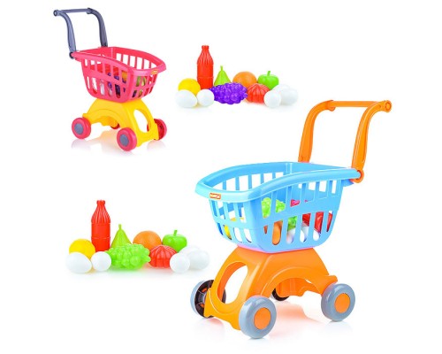 Тележка для маркета "Мини" + набор продуктов №14 (12 элементов) (в сеточке)