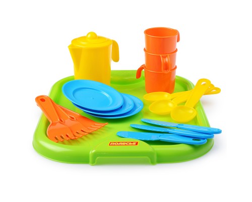 Набор детской посуды "Анюта" с подносом на 3 персоны
