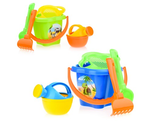Набор №237: ведро-цветок среднее, ситечко-цветок, совок №2, грабельки №2, лейка малая №3