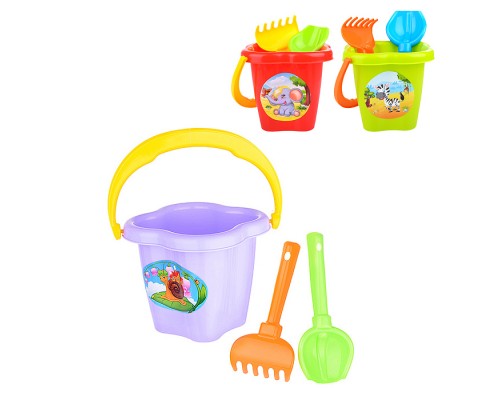 Набор №24: ведро-цветок среднее, совок №2, грабельки №2