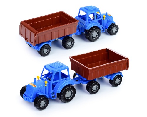 Трактор "Мастер" (синий) с прицепом №1 (в сеточке)