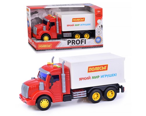 Автомобиль-фургон "Профи" инерционный (со светом и звуком) (красно-белый) (в коробке)