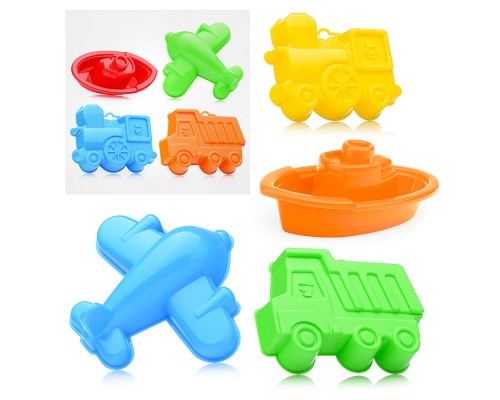 Набор №258: формочки (самосвал + паровоз + самолёт), кораблик "Юнга"