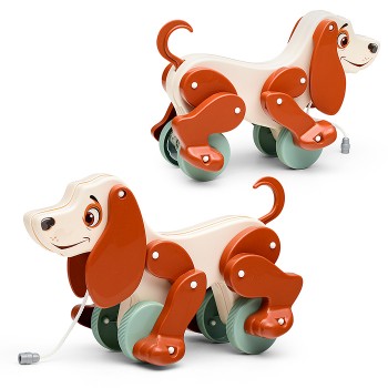 Собака-каталка "Боби" (бело-коричневый) (в пакете)