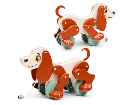 Собака-каталка "Боби" (бело-коричневый) (в пакете)