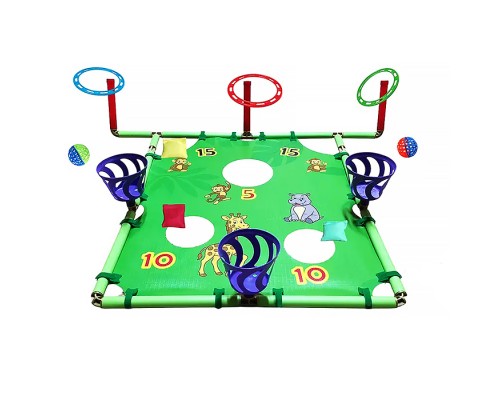 Кольцеброс 3в1 "Веселая Саванна" 6 колец, 10 мешочков, 6 мячей