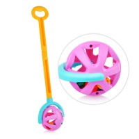 Каталка с ручкой "Шарик" (желто-фиолетовая)