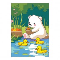 Картина по номерам для малышей на картоне 20х30 "Мишка с уточками"