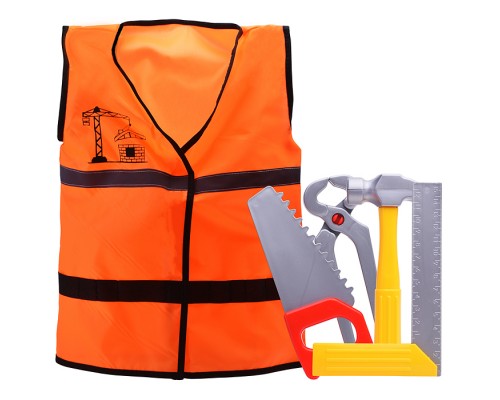 Набор строителя (жилет,молоток,линейка,пила,кусачки)