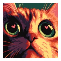 Картина по номерам для малышей на картоне 20х20 "Кото-любовь"