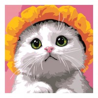 Картина по номерам для малышей на картоне 20х20 "Котик в шляпе"