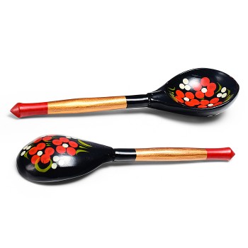Ложка Чернушка черная узор красный микс