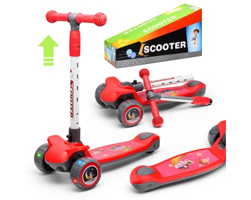 Самокат 3-х кол., красный, PU, в коробке