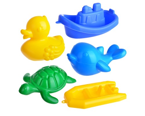 Набор для купания 5 предметов (дельфин, черепаха, уточка, кораблик, лодочка)