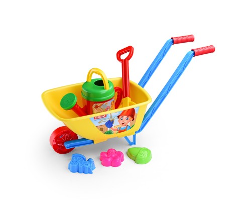 Песочный набор № 130 (тачка детская, лопата сред., лейка 1 л, 3 формы)