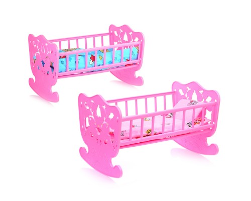 Кровать кукольная с комплектом белья 4 предмета (матрас, подушка, одеяло) 48х30см