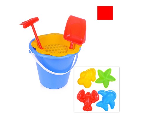 Песочный набор 8пр.(ведро, ситечко, совок, грабли, формы д/песка)