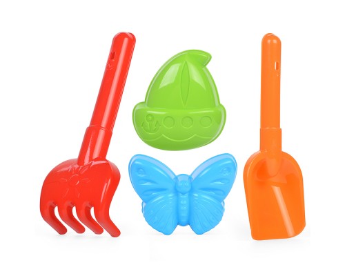 Песочный набор № 117 (совок 19 см, грабли 19см, 2 формочки)
