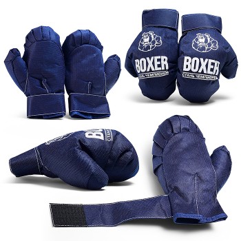 Детские игровые боксёрские перчатки тканевые синий