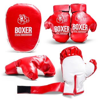 Боксерский набор №7 (лапа и перчатки) красный