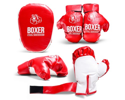 Боксерский набор №7 (лапа и перчатки) красный