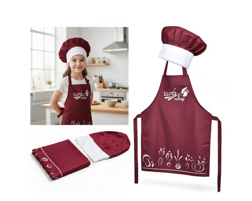 Набор "Шеф-повар" (фартук, колпак) бордовый