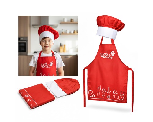 Набор "Шеф-повар" (фартук, колпак) красный