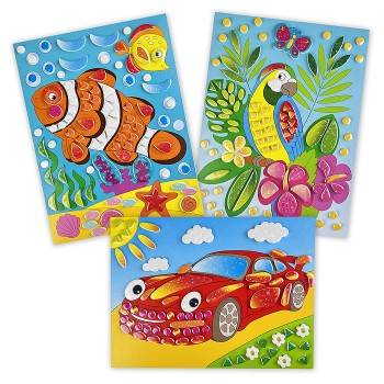 Разноцветная мозаика (3 в 1). Машинка. Рыбка. Попугайчик