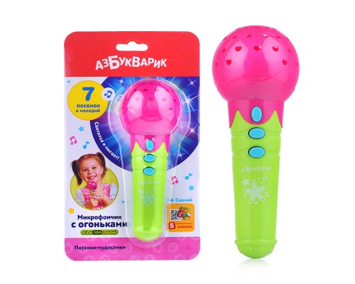Песенки-чудесенки (Микрофончик с огоньками) Розовый