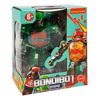 Трансформер бутылка-робот 2в1 "Самурай" ВОХ 17,5х22,5х10,5см, цвет зелёный