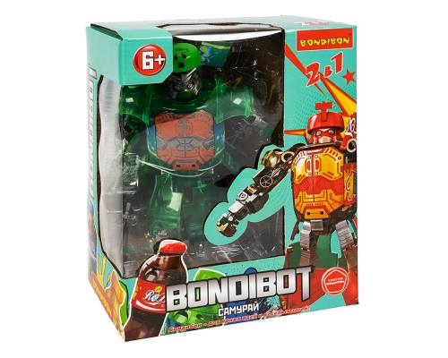 Трансформер бутылка-робот 2в1 "Самурай" ВОХ 17,5х22,5х10,5см, цвет зелёный