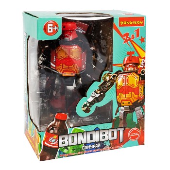 Трансформер бутылка-робот 2в1 "Самурай" ВОХ 17,5х22,5х10,5см, цвет красный