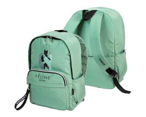 Рюкзак "Feline Meow" подростковый 42x31x20 см (18 л) 500 г, износостойкий нейлон с водоотталкивающей пропиткой, 1 отделение на потайной молнии с уплотненным отделением для ноутбука до 17 дюймов и книг и карманом на молнии с органайзером, 2 перед