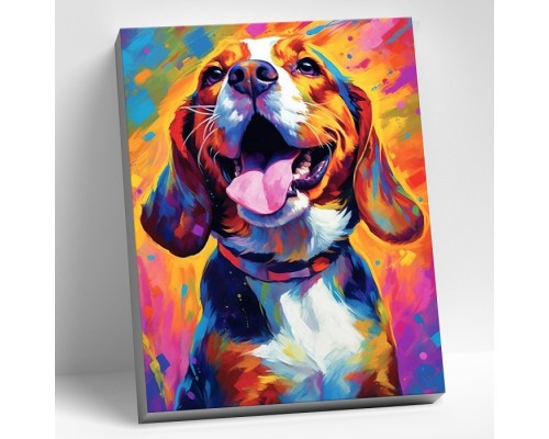 Картина по номерам 40х50 "Красочный бигль" (26 цветов)