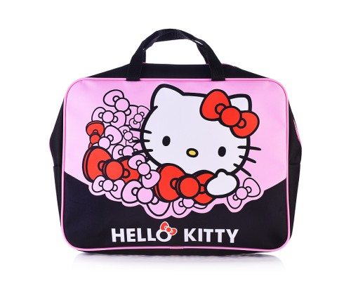 Папка - сумка Hello Kitty. Формат - А4, боковина - 75 мм. Предназначена для хранения альбомов, рисунков и прочих принадлежностей для школы и творчества.  Модель выполнена из  полиэстера. Папка оснащена текстильными ручками, имеется одно основное отделение