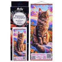 Картина по номерам 35х88 "Панно. Кошка в цветочном поле" (30 цветов) 1/24