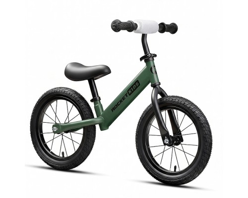 Беговел 14" Rocket R0045NEW-DGN, колеса надувные, цвет зеленый