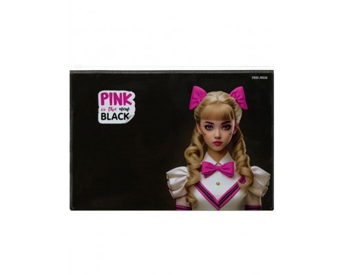 Набор из 3-х шт. папка-конверт на молнии А4, 180мкм "Pink&Black"