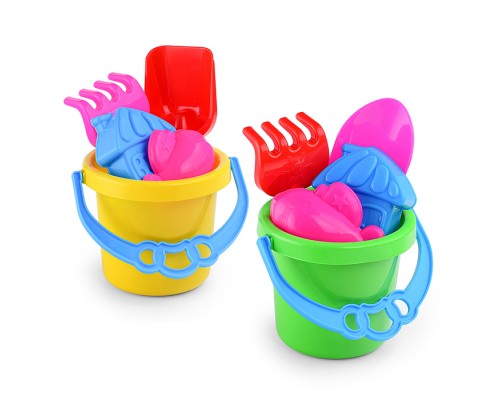 Песочный набор № 112 (ведро 0,8 л, совок 19 см, грабли 19 см, 2 формочки )