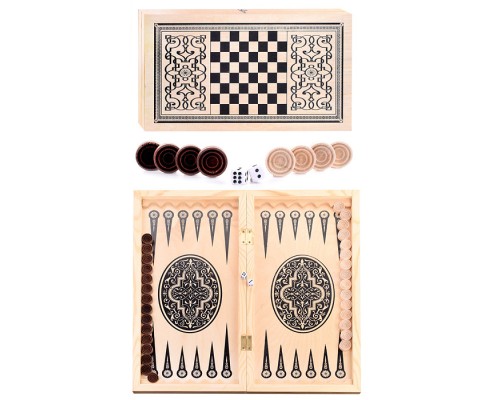 Нарды деревянные средние (500х250мм) дерев.фишки