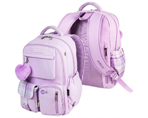 Рюкзак "Me. Violet" подростковый 42x31x20 см (18 л) 650 г, износостойкий влагостойкий нейлон, 2 просторных отделения на молнии (одно из них с уплотненным отделением для ноутбука до 17 дюймов и книг на резинке и карманом на молнии с органайзером)