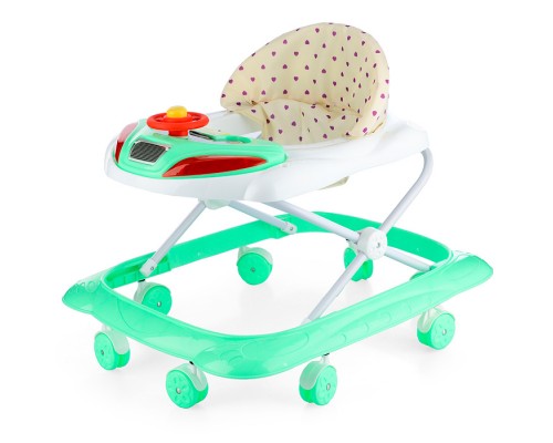 Ходунки "Машина" с музыкальным рулем (мятный-белый) в пакете