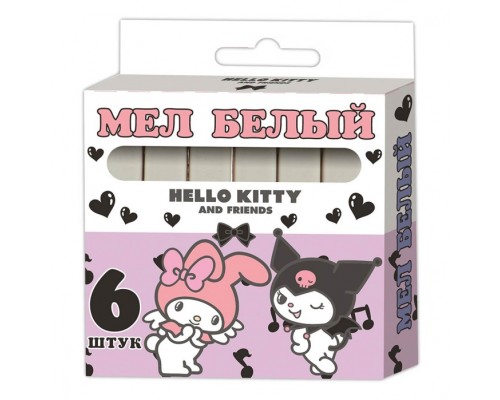Мел белый "Kuromi+My Melody" 6 шт в картонной упаковке с европодвесом