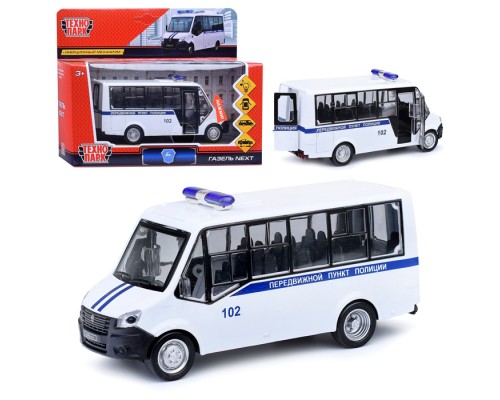Машина металл Газель Next Citiline Полиция 14 см, (откр. двер, свет-звук) инер, в коробке