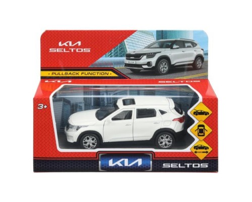 Машина металл KIA Seltos длина 12 см, двери, багаж., инерц, белый